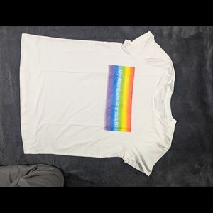 White Short Sleeve Tee with Rainbow